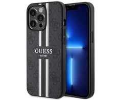 Dėklas GUESS GUHMP13LP4RPSK IPHONE 13 PRO / 13 6.1 "Juodas / Juodas HARDCASE 4G PRINTED STRIPES MAGSAFE