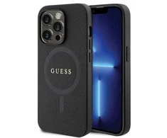 Apple iPhone 14 Pro Guess dėklas Saffiano MagSafe (GUHMP14LPSAHMCK) juodos spalvos