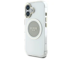 Dėklas Guess IML Metal Colored Circle Classic Logo MagSafe Apple iPhone 16 pilkas