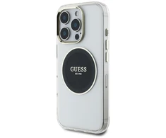 Dėklas Guess IML Metal Colored Circle Classic Logo MagSafe Apple iPhone 16 Pro juodos spalvos