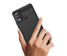 Hurtel Carbon silikoninis dėklas skirtas Nokia C22 – juodos spalvos