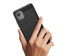 Hurtel Carbon silikoninis dėklas skirtas Nokia C110 – juodos spalvos
