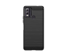 Hurtel Carbon silikoninis dėklas skirtas Nokia C22 – juodos spalvos