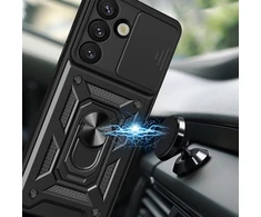 Hurtel Hybrid Armor Camshield Armored dėklas su Stand and Camera dėklas skirtas Vivo V50 Lite 4G – juodos spalvos