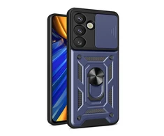 Hurtel Hybrid Armor Camshield su Stand and Camera dėklas skirtas Samsung Galaxy S25 Edge – Mėlyna