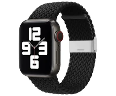 Dėklas Hurtel Braided Medžiaginė Apyrankė Bracelet Apyrankė Medžiaginė Band skirta Apple Watch 42 / 44 / 45 / 49 mm - juodos spalvos