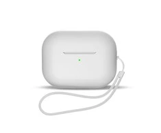 Hurtel silikoninis dėklas AirPods 1 / AirPods 2 + wrist strap lanyard – baltos spalvos
