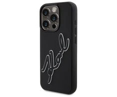 Karl Lagerfeld KLHCP15L3DRKSDLK Apple iPhone 15 Pro 6.1" dėklas telefonui juodos spalvos 3D Rubber Signature