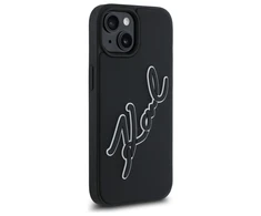 Karl Lagerfeld KLHCP15S3DRKSDLK Apple iPhone 15 6.1" dėklas telefonui juodos spalvos 3D Rubber Signature