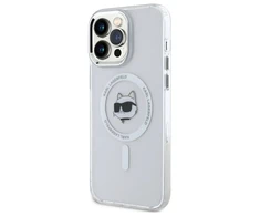 Karl Lagerfeld KLHMP14XHLSCHH Apple iPhone 14 Pro Max 6.7" dėklas telefonui baltos spalvos IML Metal Choupette Head MagSafe