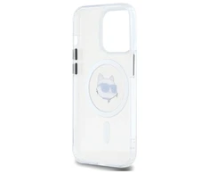 Karl Lagerfeld KLHMP13LHLSCHH Apple iPhone 13 Pro 6.1″ baltos spalvos kietas dėklas IML Metal Choupette Head MagS