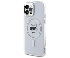 Karl Lagerfeld KLHMP12MHLSCHH Apple iPhone 12 / 12 Pro 6.1" dėklas telefonui baltos spalvos IML Metal Choupette Head MagSafe