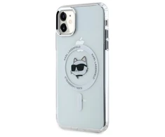 Karl Lagerfeld KLHMN61HLSCHH Apple iPhone 11 / Xr 6.1″ baltos spalvos kietas dėklas IML Metal Choupette Head Mag