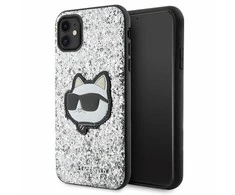 Apple iPhone 11 Karl Lagerfeld dėklas Glitter Choupette Patch (KLHCN61G2CPS) sidabrinės spalvos