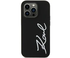 Apple iPhone 11 Karl Lagerfeld dėklas Silicone Signature (KLHCN61SKSVGK) juodos spalvos