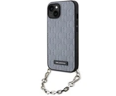 Apple iPhone 14 Karl Lagerfeld dėklas Saffiano Monogram Chain (KLHCP14SSACKLHPG) sidabrinės spalvos