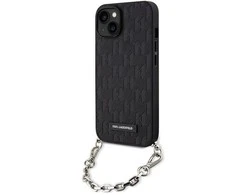 Apple iPhone 14 Karl Lagerfeld dėklas Saffiano Monogram Chain (KLHCP14SSACKLHPK) juodos spalvos