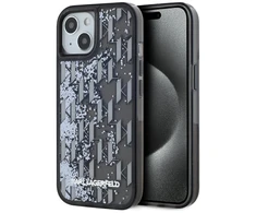Karl Lagerfeld Liquid Glitter Monogram Gradient dėklas telefonui Apple iPhone 15 juodos spalvos