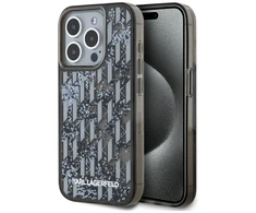 Karl Lagerfeld Liquid Glitter Monogram Gradient dėklas telefonui Apple iPhone 15 Pro Max juodos spalvos
