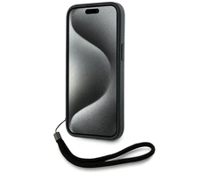 Karl Lagerfeld PU Saffiano Athleisure Stripe and Strap dėklas telefonui Apple iPhone 15 Pro Max rožinės spalvos