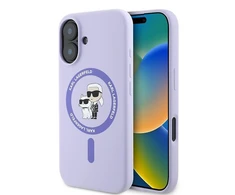 Karl Lagerfeld KLHMP16MSCMKCRHU Apple iPhone 16 Plus 6.7" dėklas telefonui violetinės spalvos hardcase Silicone Karl&amp;Choupette Ring MagSafe