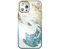 Hurtel Luxury Apple iPhone 14 Kingxbar Phoenix Crystals – dėklas telefonui aukso ir mėlynos spalvos