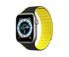 Magnetic Apple Watch SE, 9, 8, 7, 6, 5, 4, 3, 2, 1 (41, 40, 38 mm) Dux Ducis apyrankė (LD Version) – juodos ir geltonos spalvos