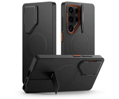 Tech-Protect Kevlar Aura MagSafe dėklas skirtas Samsung Galaxy S25 Ultra – juodos spalvos/oranžinės spalvos