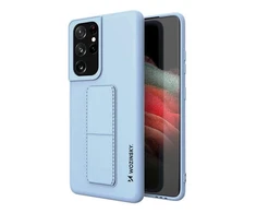 Wozinsky silikoninis su stoveliu Samsung Galaxy S21 Ultra 5G dėklas telefonui žydros spalvos