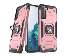 Wozinsky Ring Armor tvirtas hibridinis dėklas + magnetinis laikiklis skirtas Samsung Galaxy S22 + (S22 Plus), rožinis
