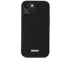 DKNY DKHCP15S3DRPWK Apple iPhone 15 14 13 6.1″ juodos spalvos kietas dėklas 3D Rubber Repeat Pattern