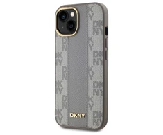 DKNY DKHMP15MPCPVSLE Apple iPhone 15 Plus 6.7" dėklas telefonui pilkos spalvos Leather Checkered Mono Pattern MagSafe