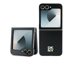 DKNY PU Leather Stack Logo Samsung Galaxy Z Flip6 dėklas telefonui juodos spalvos