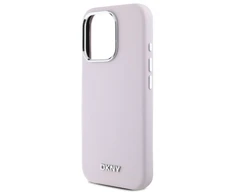 DKNY DKHMP16LSMCHLP Apple iPhone 16 Pro 6.3" dėklas telefonui rožinės spalvos Liquid Silikoninis Small Metal Logo MagSafe
