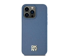 Apple iPhone 13 / 14 / 15 DKNY odinis dėklas Pattern Metal Logo MagSafe (DKHMP15SPSHRPSB) mėlynos spalvos