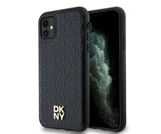 Apple iPhone 11 / XR DKNY odinis dėklas Monogram Pattern Metal Logo MagSafe (DKHMN61PSHRPSK) juodos spalvos