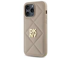 DKNY DKHCP14XPQDSLE Apple iPhone 14 Pro Max 6.7" dėklas telefonui gelsvos spalvos Quilted Stack Logo