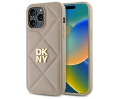 DKNY DKHCP14XPQDSLE Apple iPhone 14 Pro Max 6.7" dėklas telefonui gelsvos spalvos Quilted Stack Logo