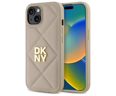 DKNY DKHCP15SPQDSLE Apple iPhone 15 6.1" dėklas telefonui gelsvos spalvos Quilted Stack Logo