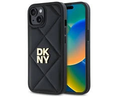 DKNY DKHCP15SPQDSLK Apple iPhone 15 6.1" dėklas telefonui juodos spalvos Quilted Stack Logo