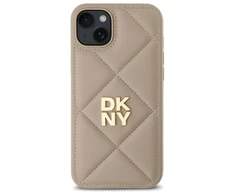 DKNY DKHCP15MPQDSLE Apple iPhone 15 Plus 6.7" dėklas telefonui gelsvos spalvos Quilted Stack Logo