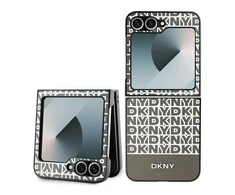 DKNY PU Leather Repeat Pattern Bottom Stripe Samsung Galaxy Z Flip6 dėklas telefonui rudos spalvos
