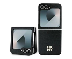 DKNY PU Leather Repeat Pattern Stack Logo Samsung Galaxy Z Flip6 dėklas telefonui juodos spalvos
