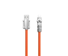 Dudao L24AL USB-A – Lightning kampinis kabelis su 180° rotation 30W 1m – oranžinės spalvos