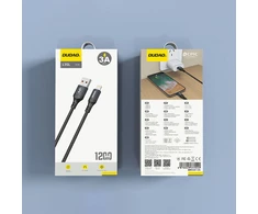 Dudao 3A 30W L3SL USB-A – Lightning kabelis Braided 1.2m – juodos spalvos