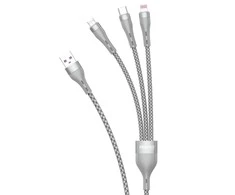 „Dudao 3in1“ USB laidas – „Lightning“ / „microUSB“ / USB Type C 65 W, 1,2 m pilka (L20X)
