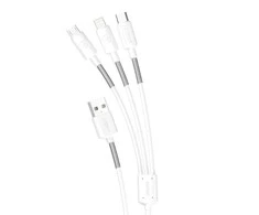 Dudao 3in1 USB laidas – Lightning / USB Type C / micro USB 1.2m 4A baltas (L8s baltas)