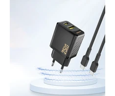 Dudao A26T GaN 25W USB-A, USB-C įkroviklis – juodos spalvos