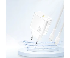 Dudao A27 25W GaN USB-C laidinis įkroviklis – baltos spalvos