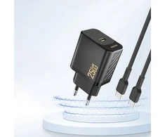 Dudao A27 25W GaN USB-C laidinis įkroviklis – juodos spalvos